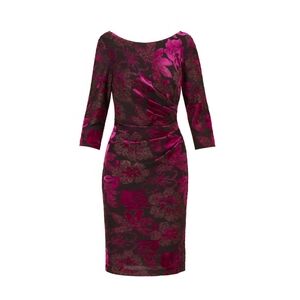 Adrianna Papell Long Sleeve Dress in Pink and Black